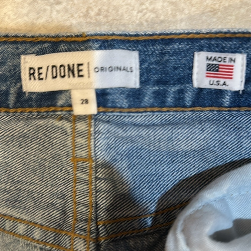 Redone Originals High Rise Stovepipe Straight Crop Destroy Jeans 28 - Picture 3 of 9